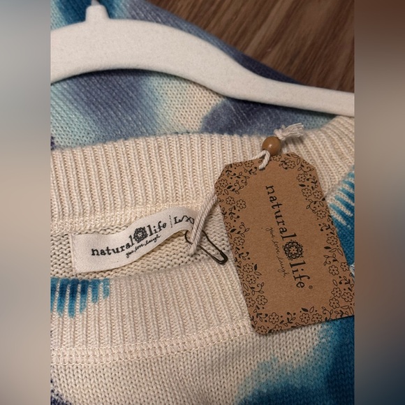 NWT Natural Life Taylor Blue Tie Dye Oversized Sweater Dress 100% cotton - Picture 9 of 10